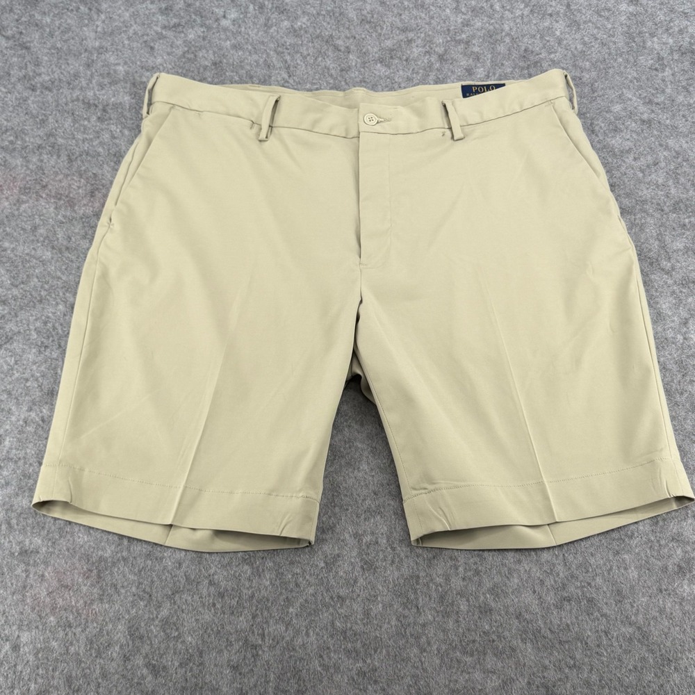 Polo Ralph Lauren Performance Golf Shorts Mens 38 Khaki Tan Stretch Flat Front
